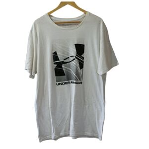 Under Armour White T-Shirt with Black Logo Mens XXL
